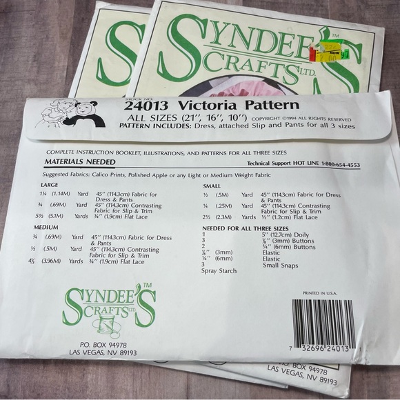 Syndee's Crafts - Clothes Patterns Uncut Victoria Gabby Ann Precious Doll Dress - Picture 5 of 10